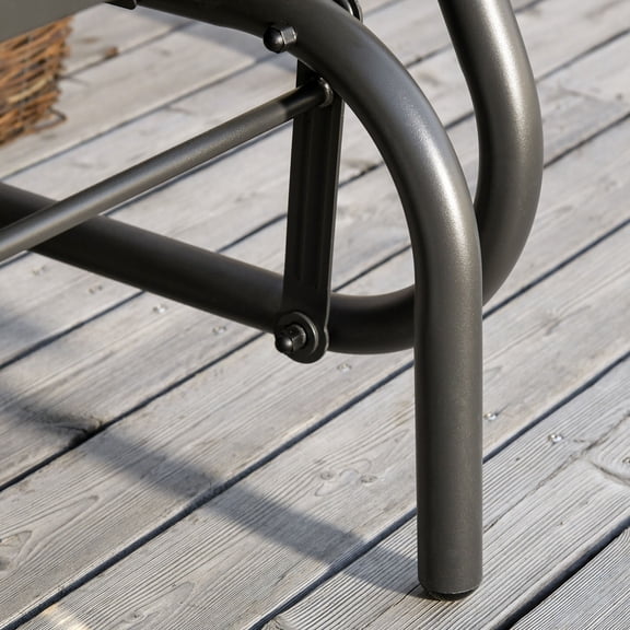 Patio Furniture Outsunny Porch Glider, Metal Frame Swing Glider Chair with Breathable Mesh Fabric, Curved Armrests and Steel Frame for Garden, Poolside, Backyard, Balcony, Black,Patio Chairs