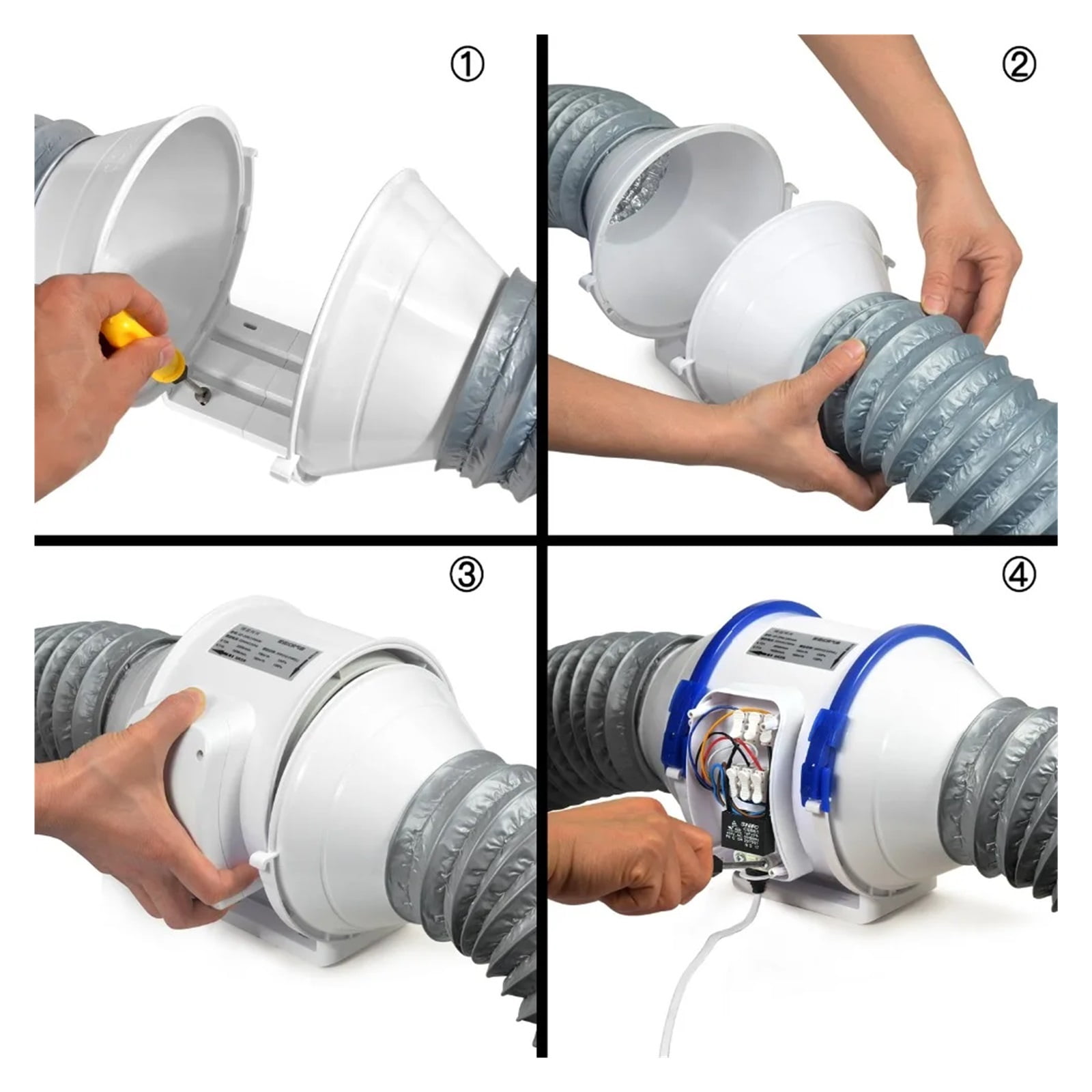 6 Inch Silent Inline Duct Fan Strong Power Ventilation System For Kitchen Bathroom Air Extractor Exhaust Outlet Ventilator