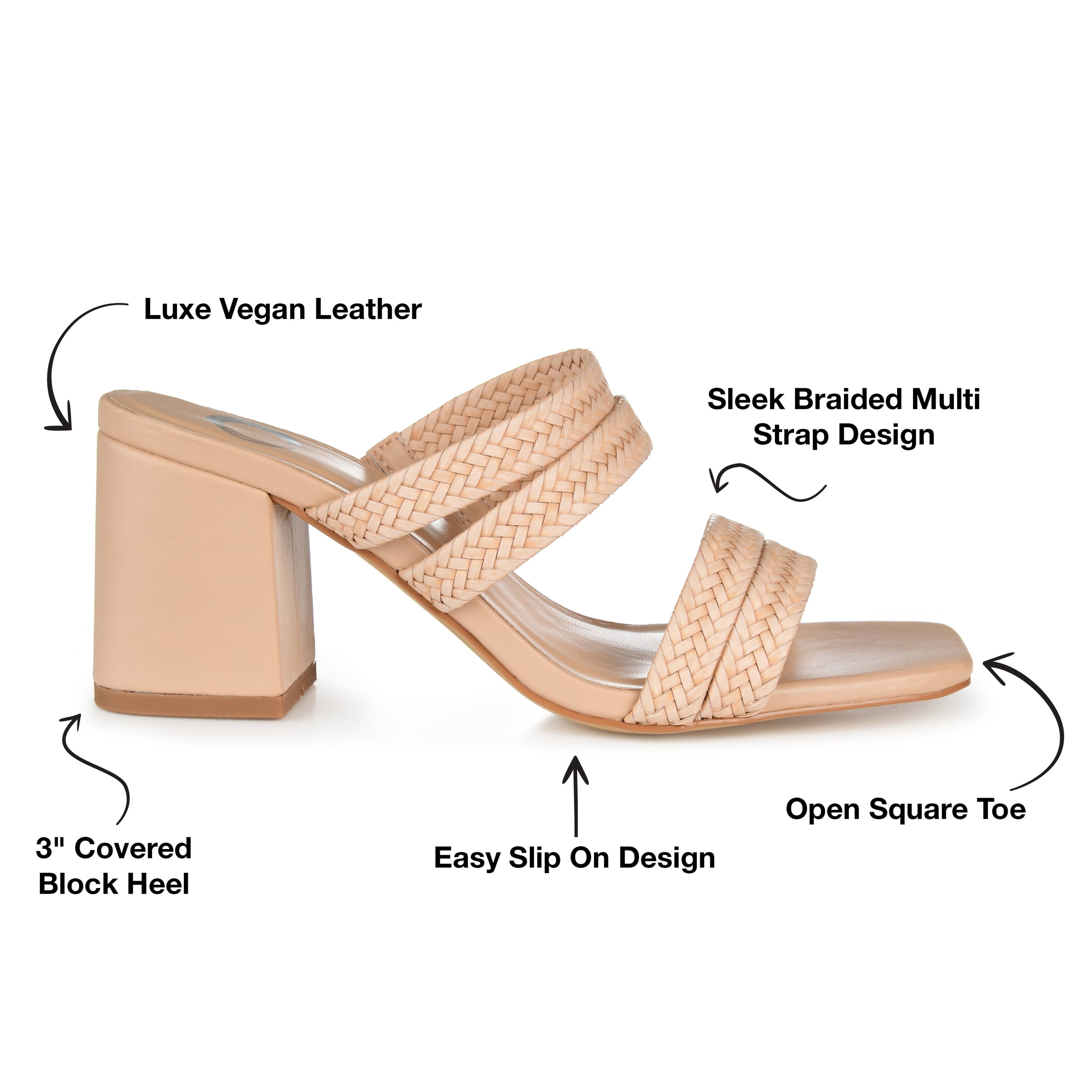 Journee Womens Natia Open Square Toe Block Heel Sandals, Widths Available