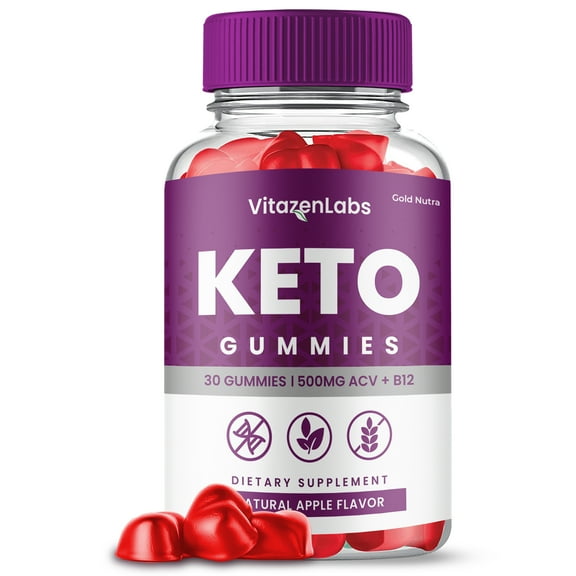 (1 Pack) VitazenLabs Keto ACV Gummies, Apple Cider Vinegar, Max Strength, 1 Month Supply Dietary Supplement, Made in USA