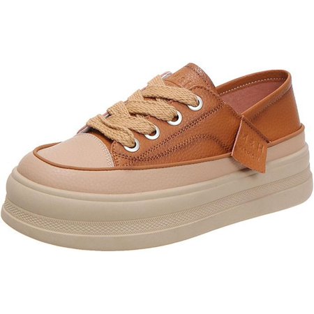 Women's Lace-Up Flat Shoes Platform Sneakers,Comfortable Casual Walking Anti-Slip Fashion Low Top Tennis Sneakers