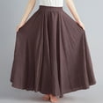 thumbnail image 6 of Women'S Vintage Stretch High Waist A-Line Long Skirts With Pockets Clearance Sale Women Casual Summer Large Solid Elastic Waist Flax A-line Ankle Skirt Brown Free Size, 6 of 6