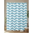 thumbnail image 4 of Fsddascl Blue White Shower Curtain Set - Extra Long 72" x 96" Bathtub Curtain with 12 Hooks, Modern Abstract Waves Water Ripple Striped Waterproof Fabric Stall Shower Curtains for Bathroom/Bathtub, 4 of 6