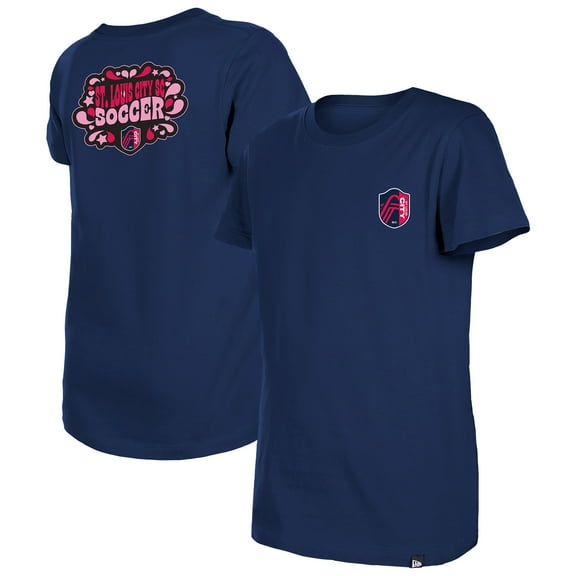 Girls Youth New Era Navy St. Louis City SC Bubble Heart T-Shirt