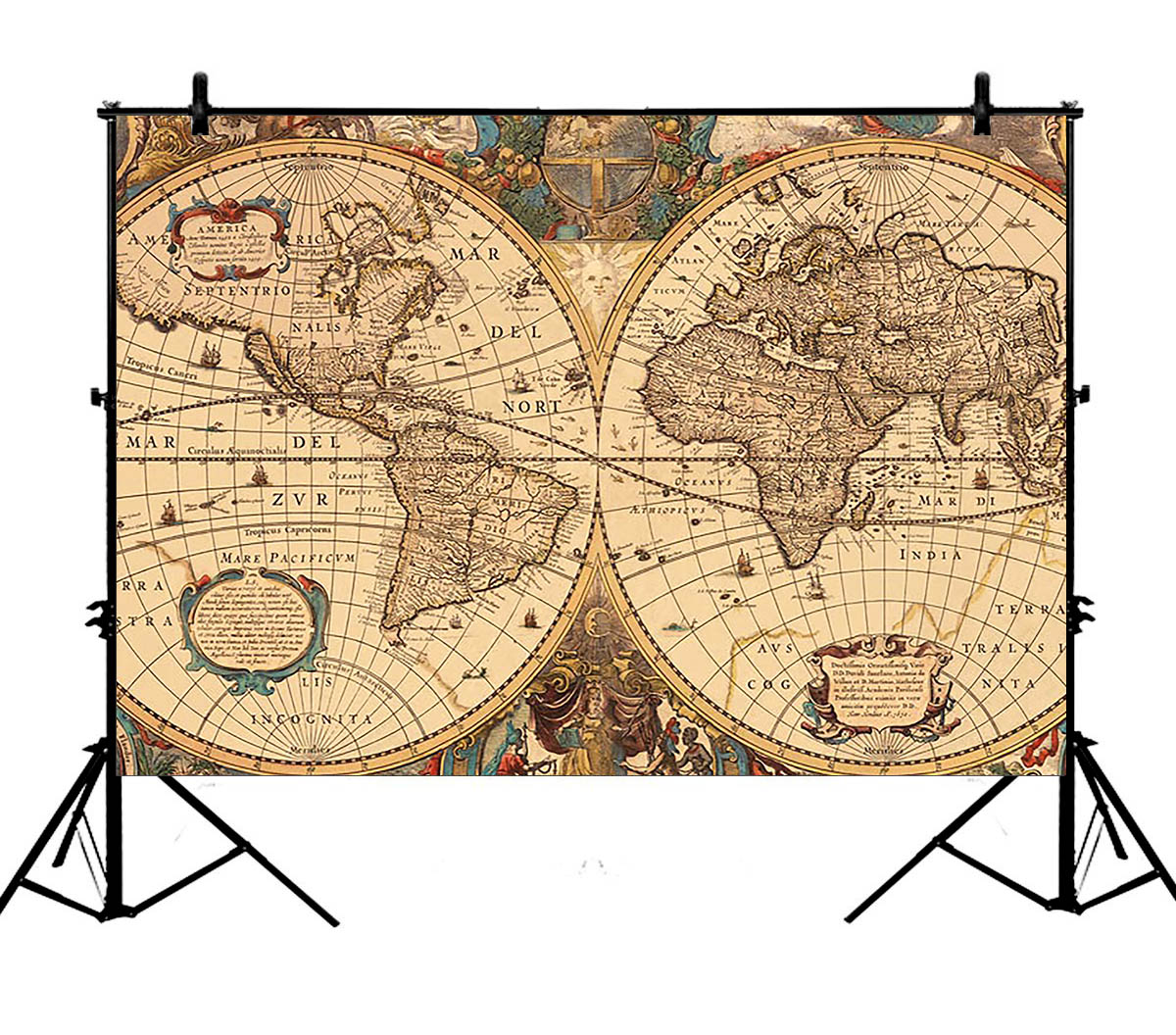 GCKG 7x5ft World Map Photography Backdrop,Vintage Retro World Map 