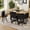 Black / Wood-Dark, variant on UZUGUL 7-Piece Oval Dining Table Set with 6 White Chairs Faux Marble Sides & Horizontal Wood Grain Center, Space-Saving Design, 3-Box Delivery