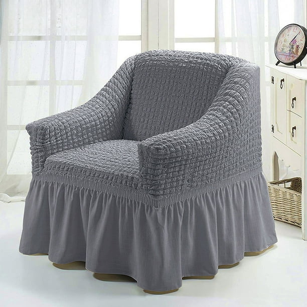 pstuiky Funda elástica de seersucker para sillón orejero fundas para sillón orejero con faldón fundas para sillas de salón fundas lavables fáciles de usar