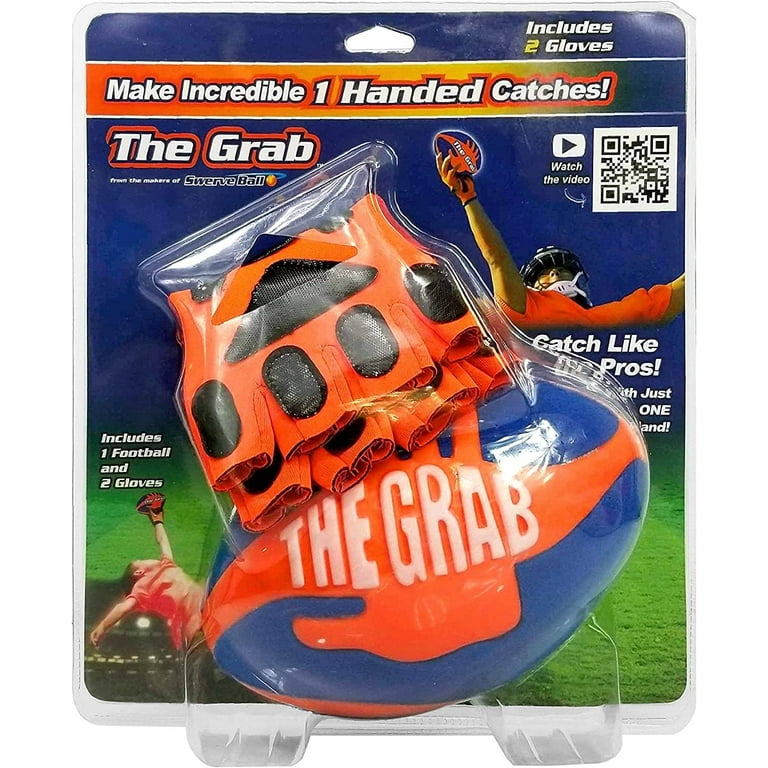 The Grab 6025188 Sports Glove & Football, Blue & Orange - Pack of 2 