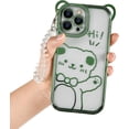 thumbnail image 7 of iPhone 12 Pro Max Bear Case, Clear Cute Sparkle Transparent Soft TPU Stylish Plating Pattern Luxury Case Cover with Lovely Strap Bracelet Chain Women Girls Case for iPhone 12 Pro Max-Green, 7 of 7