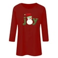 thumbnail image 4 of Gamivast Christmas Party Tops for Women Dressy 3/4 Length Sleeve Letter Graphic T Shirts Funny Xmas Snowman Crew Neck Holiday Blouses Winter Trendy Party Pullover 2025, 4 of 5