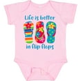 thumbnail image 3 of Inktastic Life is Better Flip Flops Girls Baby Bodysuit, 3 of 5