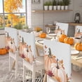 thumbnail image 2 of Fall Pumpkin Chair Covers Set of 4 Red Flower Leaf Thanksgiving Autumn Chair Back Covers Stretch Removable Washable Slipcovers Protector for Dining Room Kitchen Party Decor, 2 of 5