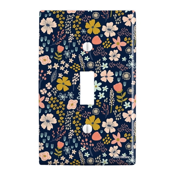 Mimi Flowers Floral Pattern Plastic Wall Decor Toggle Light Switch Plate Cover