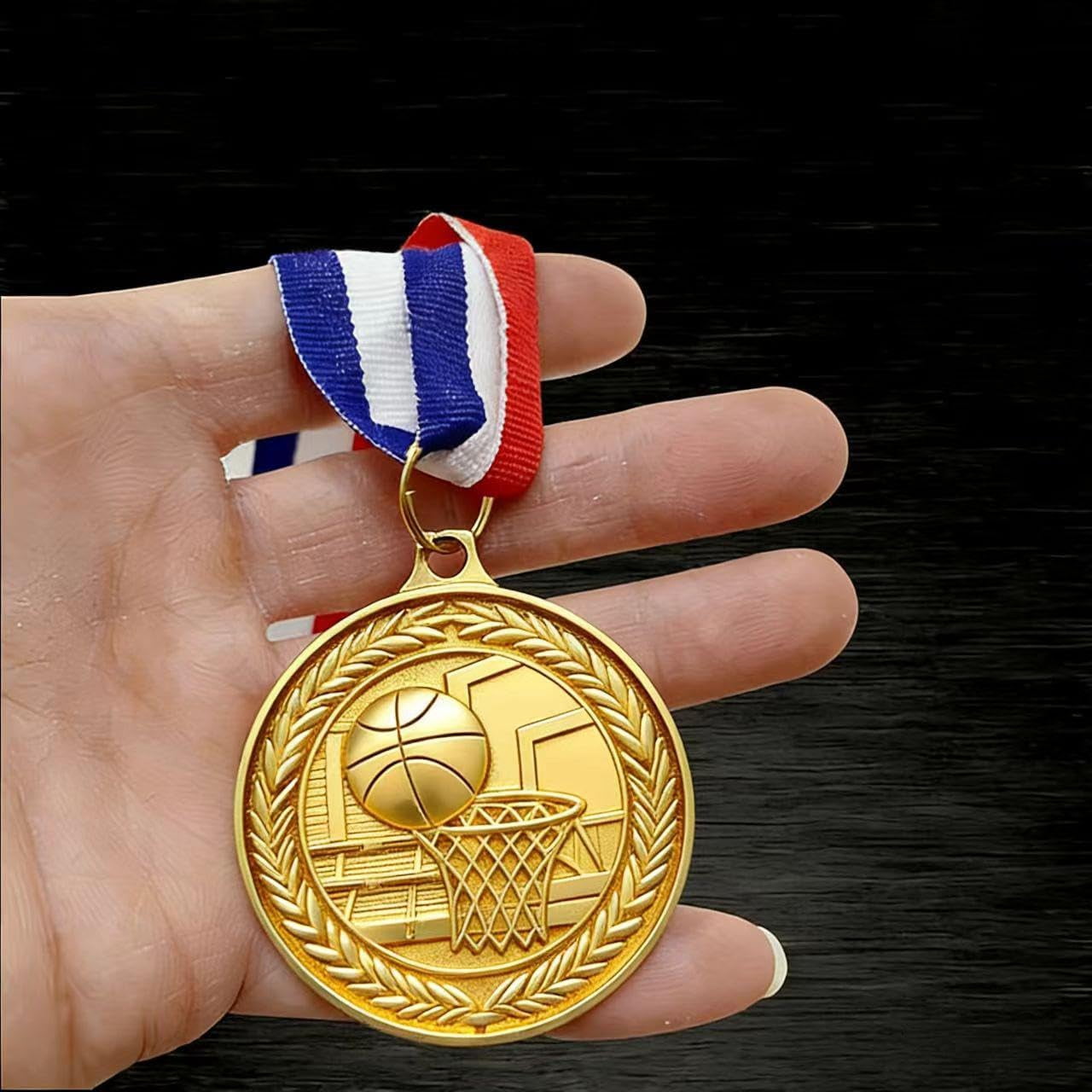 12 Pack Gold Award Medals 2inch Metal Sports Medals Team Participation for Adults Basketball Tournaments, Party Favors and Ceremonies$$Gift Supply & Awards