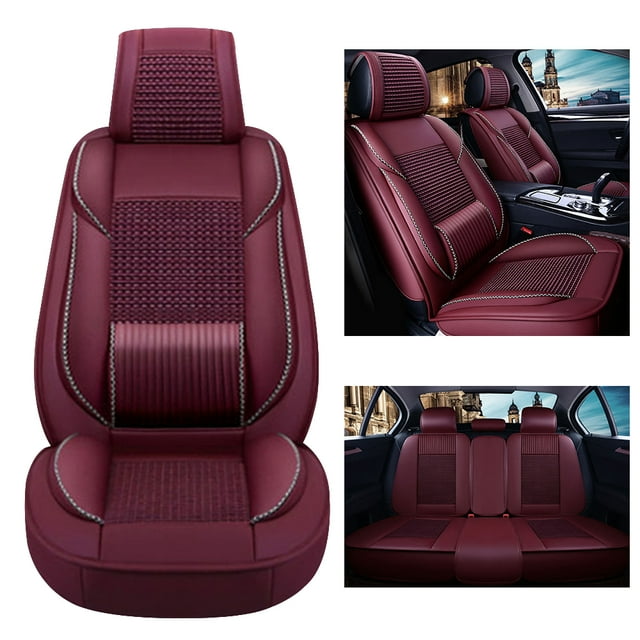 Maidao Car Seat Covers Leather Full Set for Mercedes-Benz for R300 2006-2012 5 Seats Waterproof Front Rear Cushion Protector Red