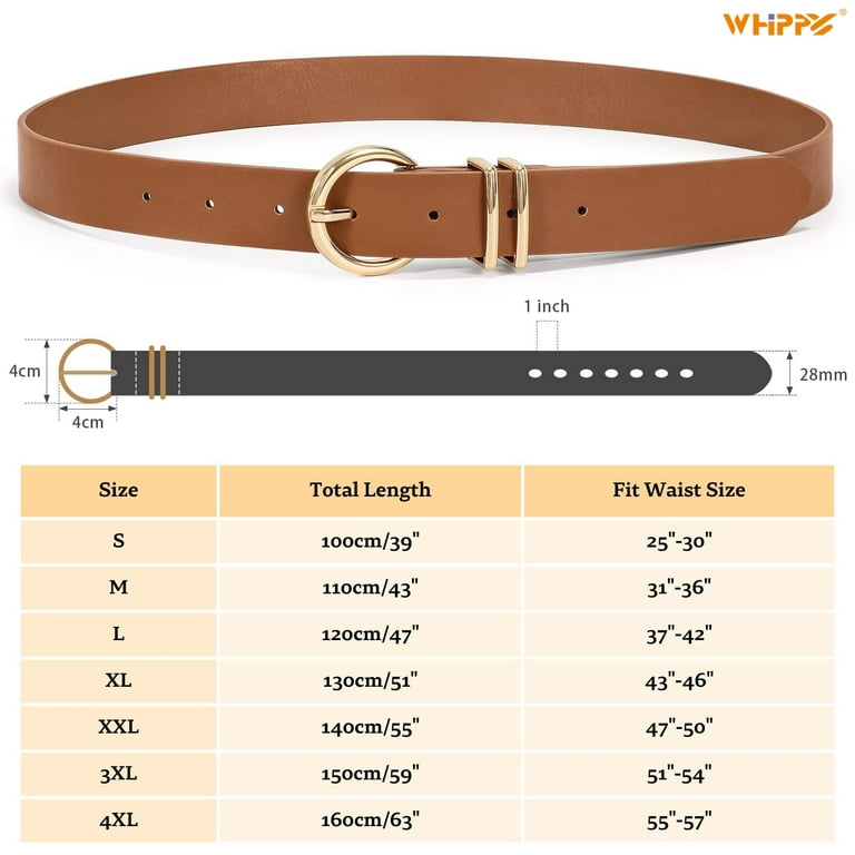 WHIPPY Women's Leather Belt Gold Buckle Waist Belts for Jeans Dress