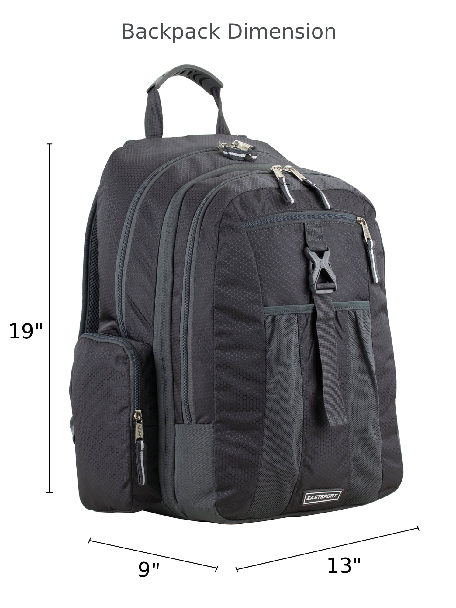 Eastsport Unisex 19" Premier Expandable Recycled Backpack, Charcoal