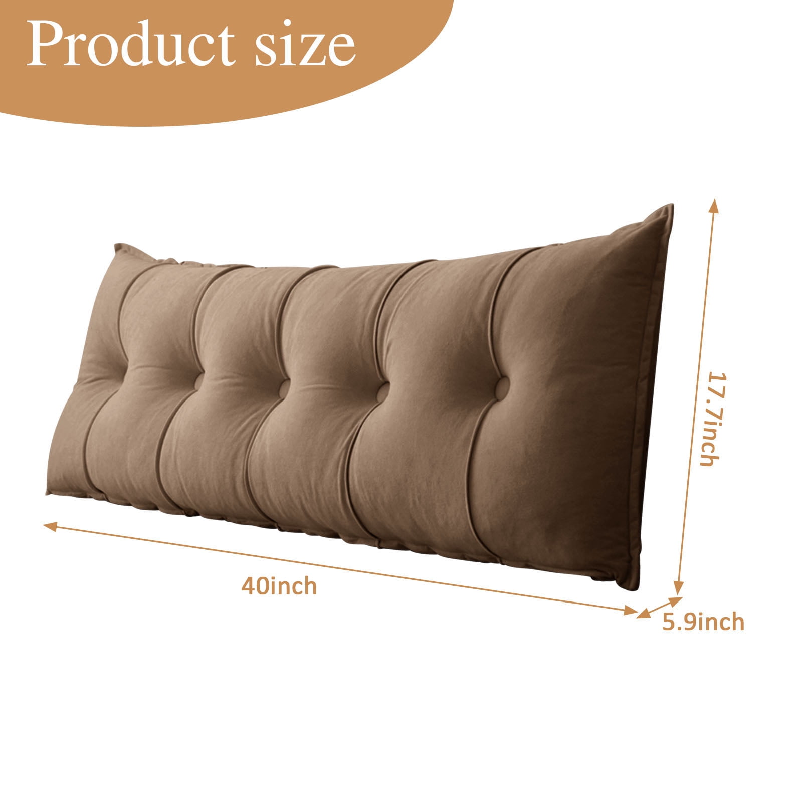 Desirable Life Headboard Pillow Wedge Pillow Bed Gap Filler Body Positioner Backrest Reading Bolster - Premium Chenille Fabric, Pearl Cotton Filling, Removable Cover (40" x 17.7" x 5.9", Camel)