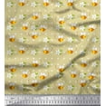 thumbnail image 1 of Soimoi Rayon Fabric Leaves,Floral & Honey Bee Clip Art Printed Craft Fabric by The Yard 56 Inch Wide, 1 of 1