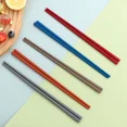 thumbnail image 3 of Xiao Hua pares de palillos de silicona de mango largo, utensilios de cocina reutilizables, color caqui, 3 of 5