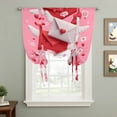 thumbnail image 2 of Valentine's Day Balloon Curtains for Bedroom/Front Door/Bathroom, Romantic Pink Love Letter Cute Tie Up Curtains 63 Inch Length Light Filtering Kitchen Curtains Shades for Windows 46"x63", 2 of 8