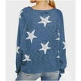 thumbnail image 4 of Star Sweater Women Vintage Long Sleeve Knit Sweater Yk2 Star Pattern Crew Neck Casual Pullover Top(A), 4 of 5