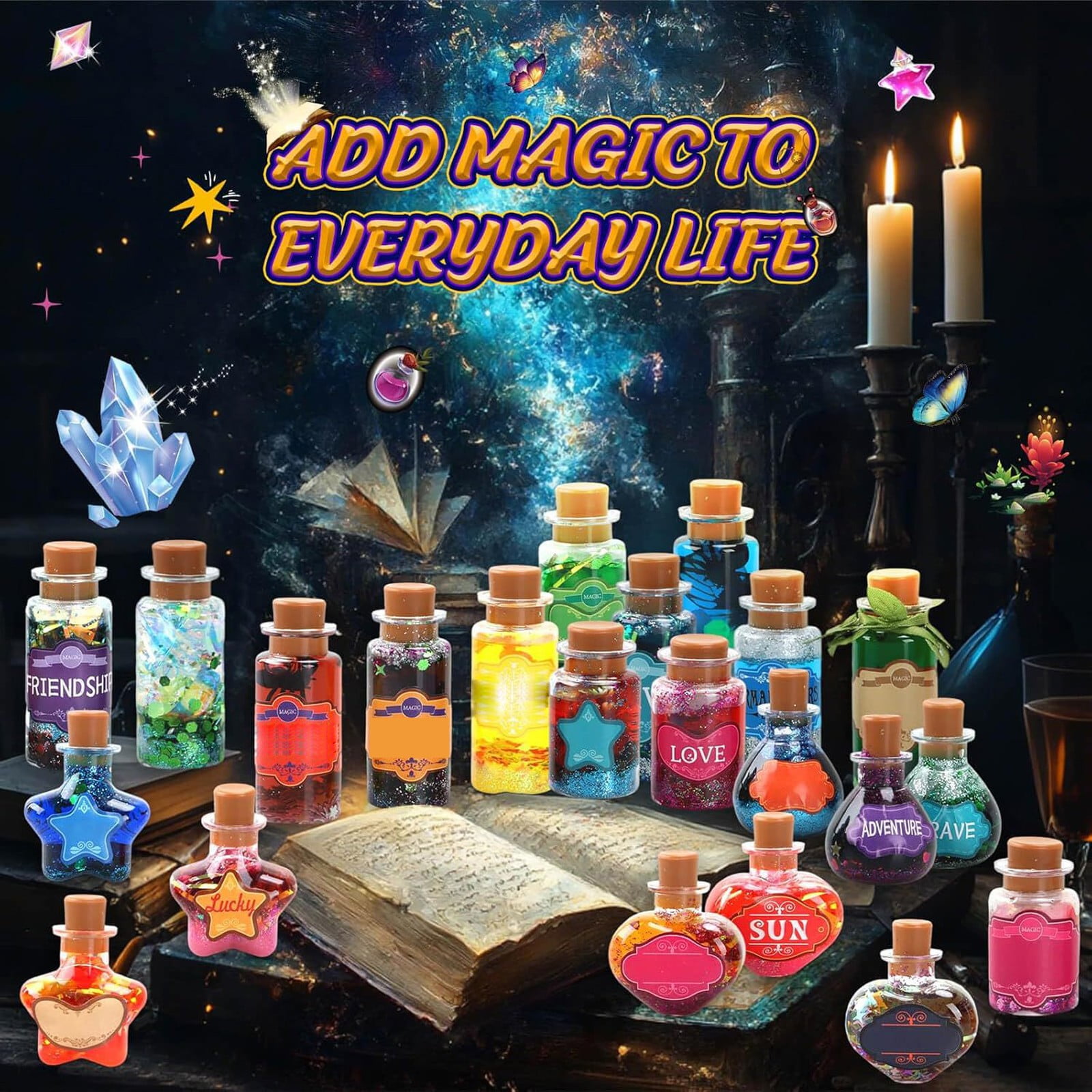 Fairy Magic Potions Kit for Kids,Upgraded 22 DIY Mixed Magic Wizard Potion Bottles,Mystery Potions Craft Kit,Christmas Decorations Birthday Gifts for Age 6 7 8 9 10+ Year Old Girls Boys