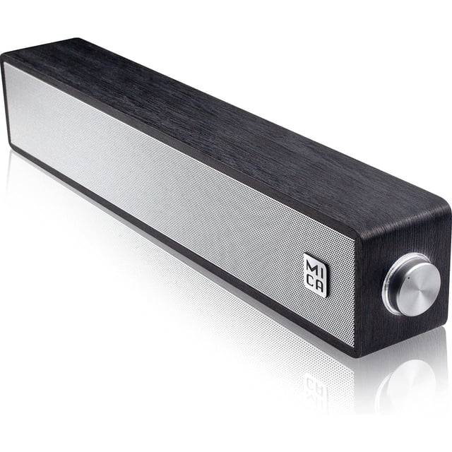Altavoces de ordenador MICA, Barra de sonido de ordenador con cable, Mini soundbar de madera, Altavoces PC USB/3.5mm AUX & PC Input (Upgrade), Negro (M30i)