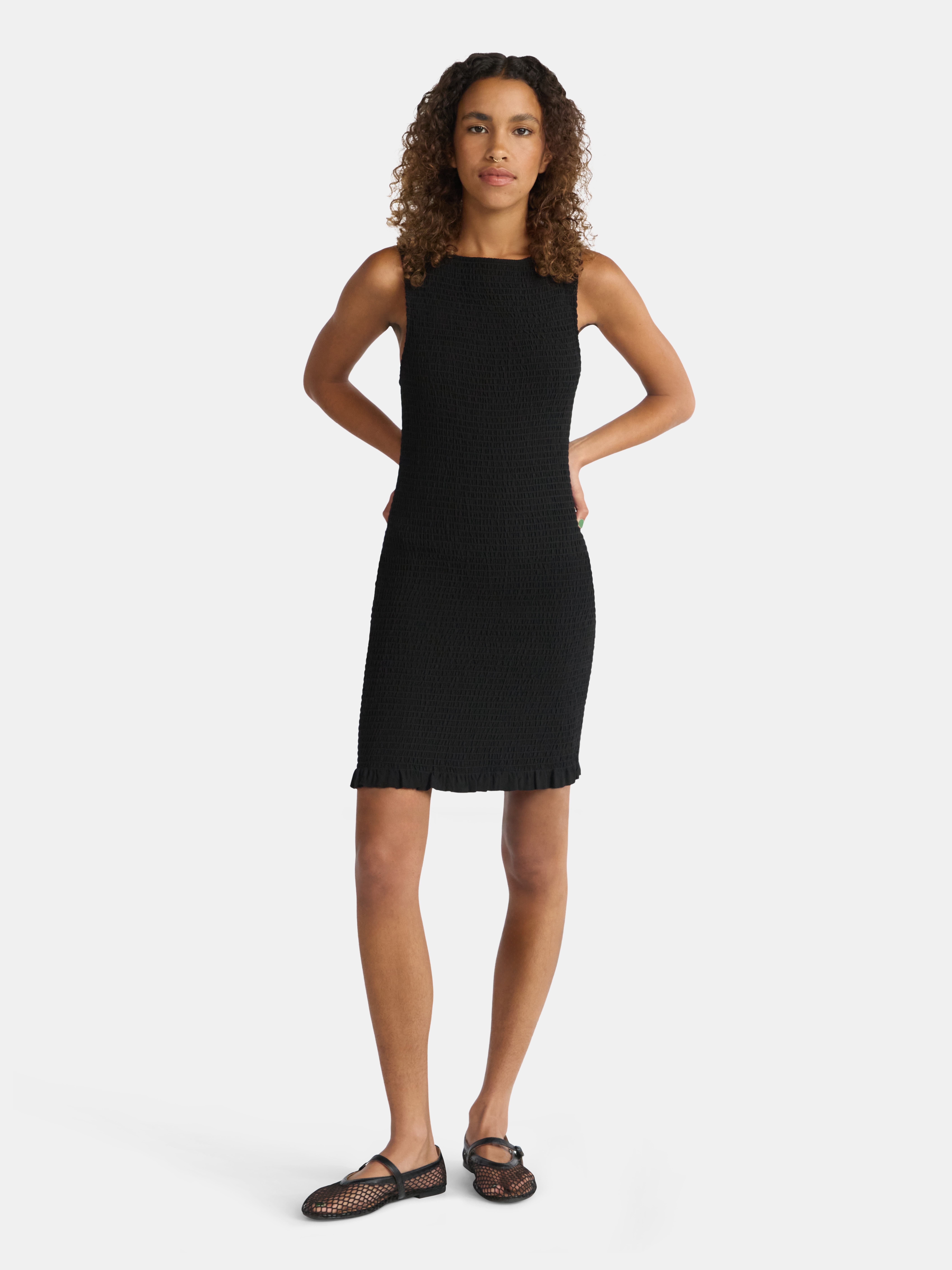 No Boundaries Sleeveless Smocked Mini Dress, Women's Sizes XXS-XXL
