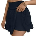 thumbnail image 6 of YDFCWXW Women Chiffon Skirts High Waist Ruffle Mini Skirts Tennis Golf Skirt Boho Summer Tiered Skirts with Built-in Shorts Navy, S, 6 of 6