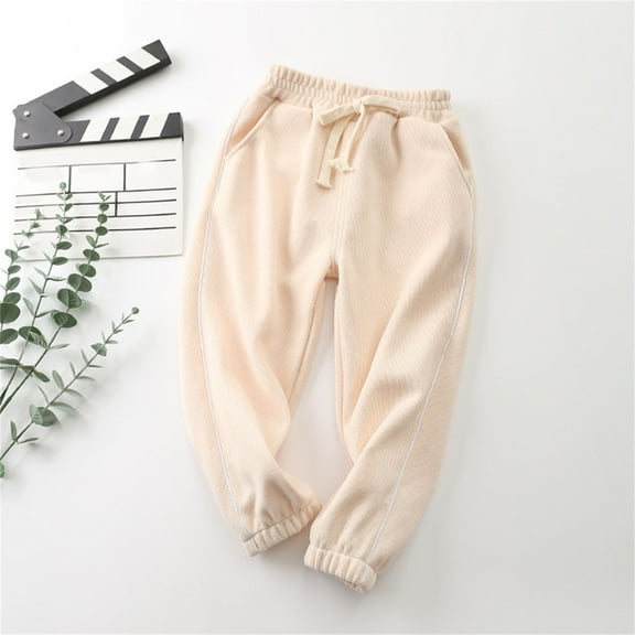 YWDJ Toddler Baby Boys Girls Candy Color Solid Color Leggings Casual Kids Sports Pants Beige 3T