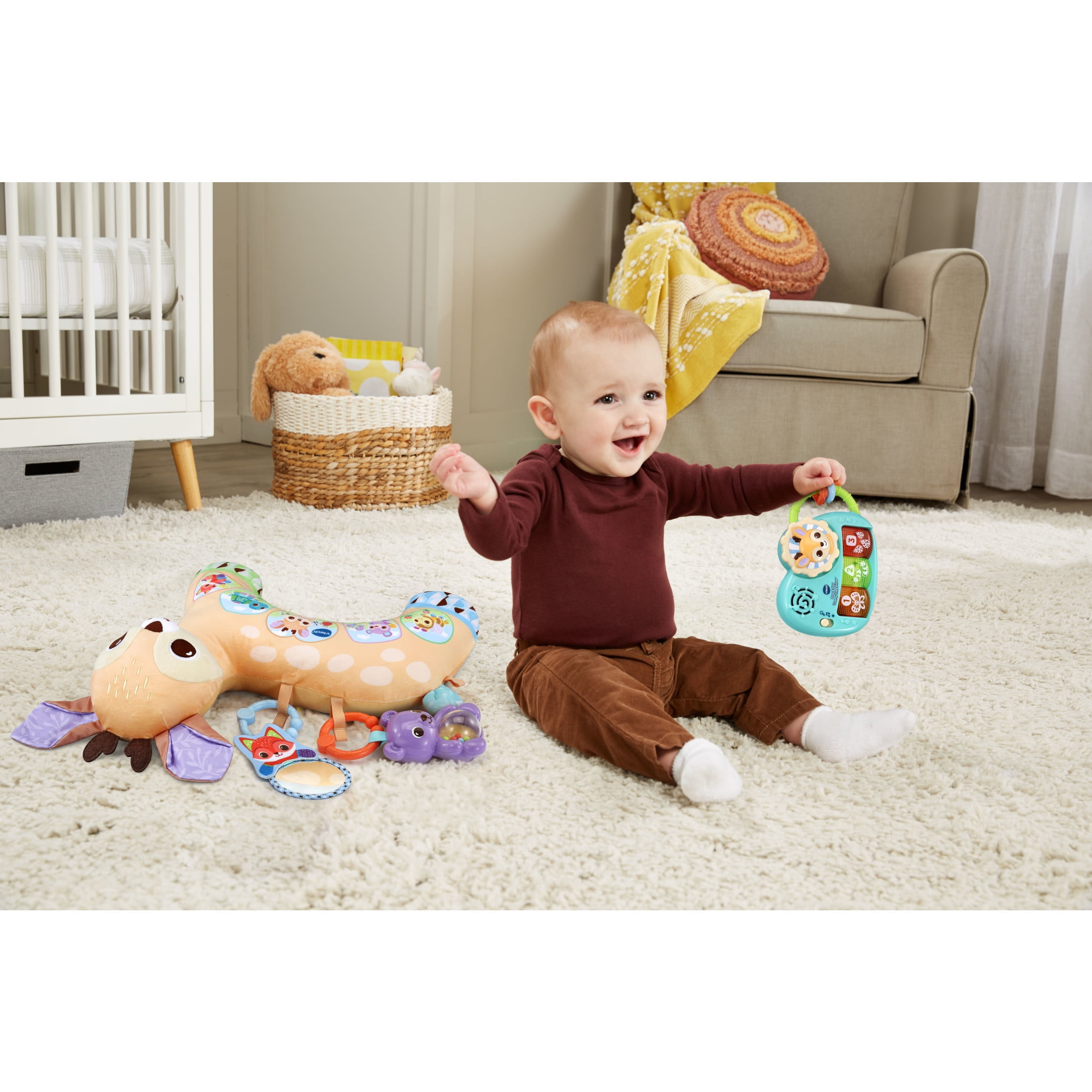 VTech Baby Prop & Play Tummy Time Pillow Fabric, Plastic with Accessories, Baby and Toddler Toys