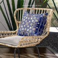 thumbnail image 2 of Amrita Sen Designs  18 x 18 in. Paisley Leaf Geo Duo Broadcloth Indoor & Outdoor Blown & Closed Pillow - Midnight Blue & Light Green, 2 of 4