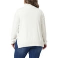thumbnail image 3 of Agnes Orinda Women's Plus Size Sweaters Turtle Neck Long Sleeve Side Slit Casual Loose Pullover Knit Top 2X White, 3 of 6