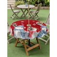 thumbnail image 3 of Outdoor Tablecloth with Umbrella Hole and Zipper, Red Christmas Round Table Cloth 54 Inch Waterproof Tablecloth, Xmas Snowman Snowflake Winter Holiday Picnic Table Cover for Patio Camping, 3 of 7