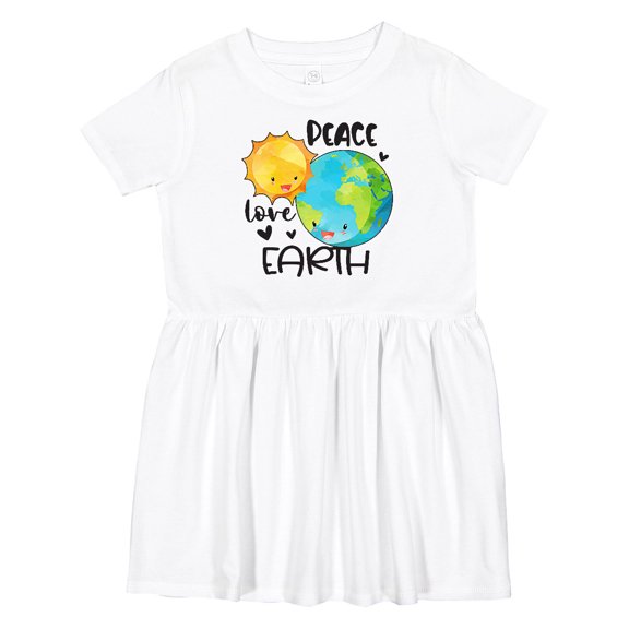 Inktastic Earth Day Peace Love Earth Girls Toddler Dress