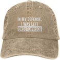 thumbnail image 1 of in My Defense I was Left for Unsupervised Baseball Cap Gavin Funny Trucker Hat Fun Snapback Black, 1 of 8
