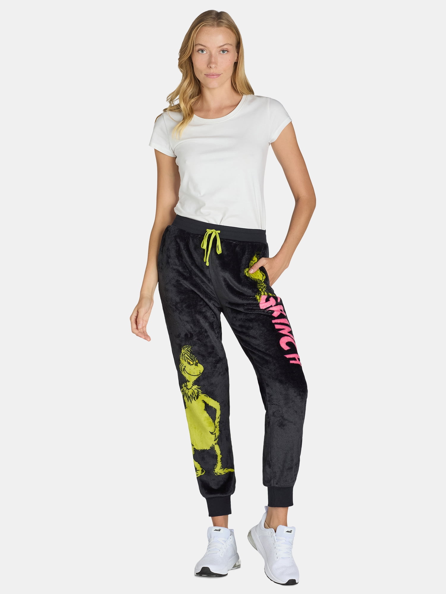 Dr. Seuss Women s The Grinch Plush Graphic Jogger Sweatpants Sizes XXS XXL Walmart