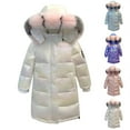 thumbnail image 6 of KAUOD Girls Long Winter Parka Coats Cute Gradient Color Quilted Puffer Jackets Faux-F𝐮r Insulated 𝗦now Ski down Outwear, 6 of 6