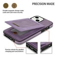 thumbnail image 3 of Dteck Leather Wallet Case for iPhone 13 with RFID Blocking Card Slots Magnetic Button Kickstand Function Business Style Men Women Case For iPhone 13,Purple, 3 of 7