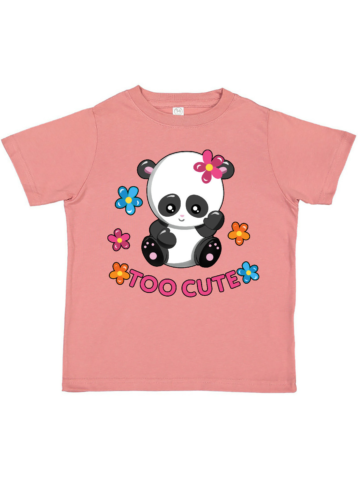 Inktastic Too Cute Baby Panda With Flowers Toddler Short Sleeve T Shirt Female Walmart Com Walmart Com