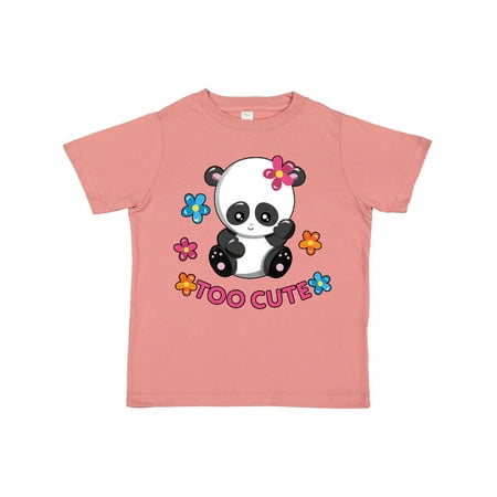 

Inktastic Too Cute Baby Panda with Flowers Gift Toddler Toddler Girl T-Shirt