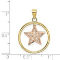 thumbnail image 2 of 19mm 14k Two-tone Gold Sparkle-Cut Pink Star Dangling Inside Round Frame Tri-color Charm Pendant Necklace for Women, 2 of 2