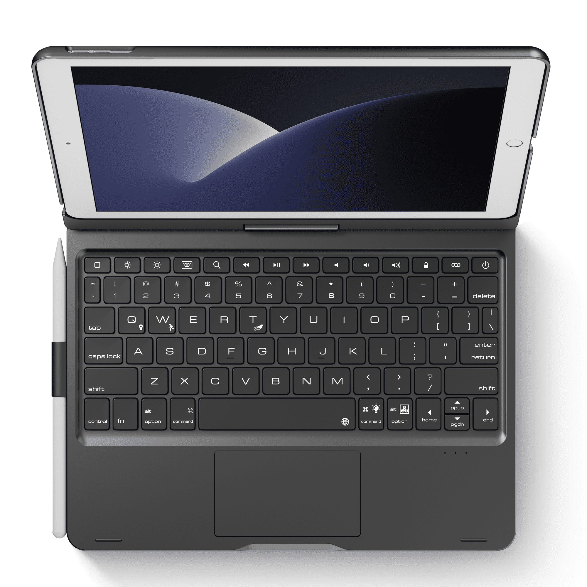 Pekarejue Wireless Keyboard Case for 2021 Apple iPad 10.2 inch 9th 8th 7th Generation, iPad Air 3rd and iPad Pro 10.5 2nd Gen: Rotatable Cover with Pencil Holder, Multi-Touch Trackpad, RGB Backlit