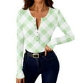 thumbnail image 6 of SDNall Women's Stretch Casual Long Sleeve V-Neck Top, Striped Ribbed Knit Button-Down Blouse, 6 of 9