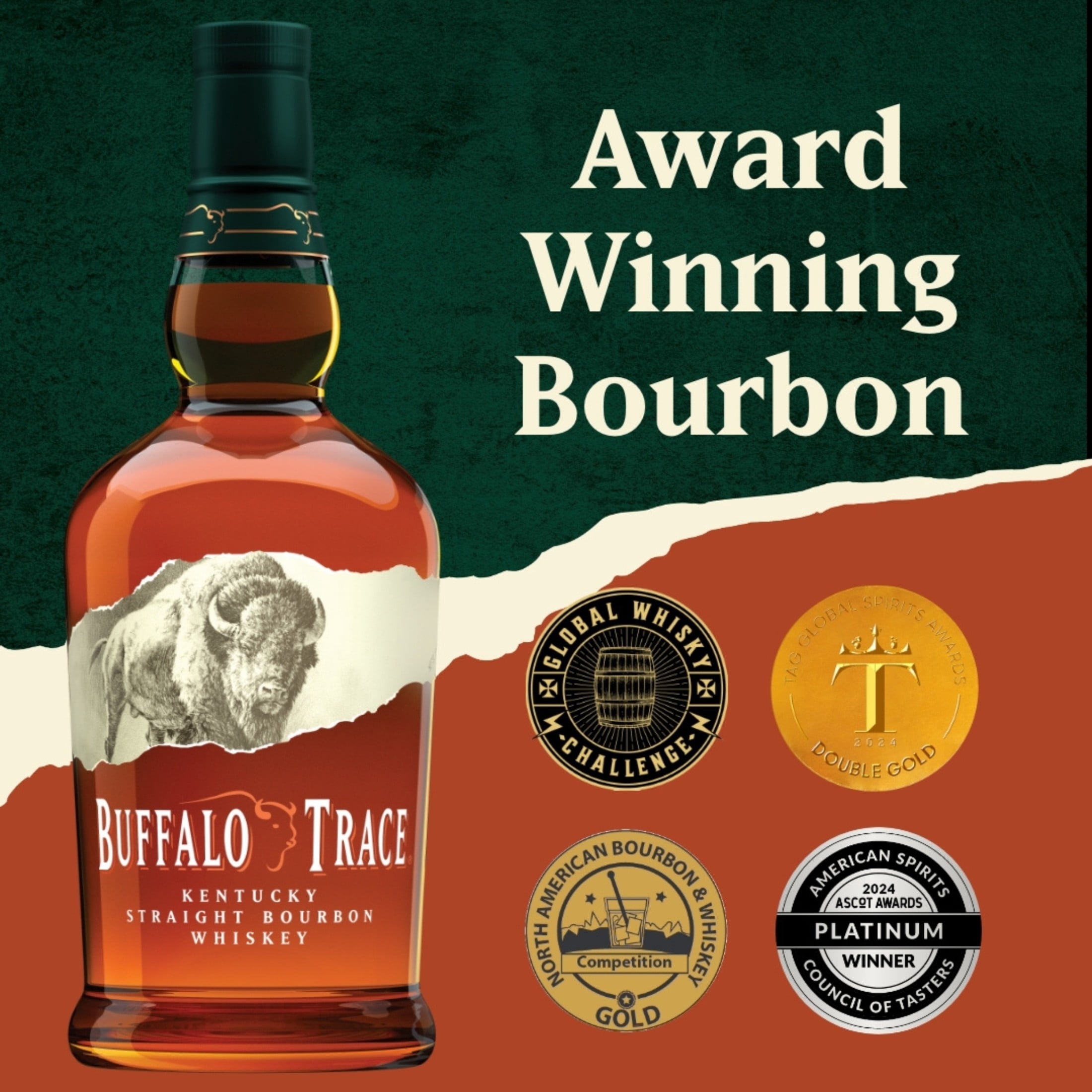 Buffalo Trace Kentucky Straight Bourbon Whiskey, 750 ml Liquor, 45% Alcohol