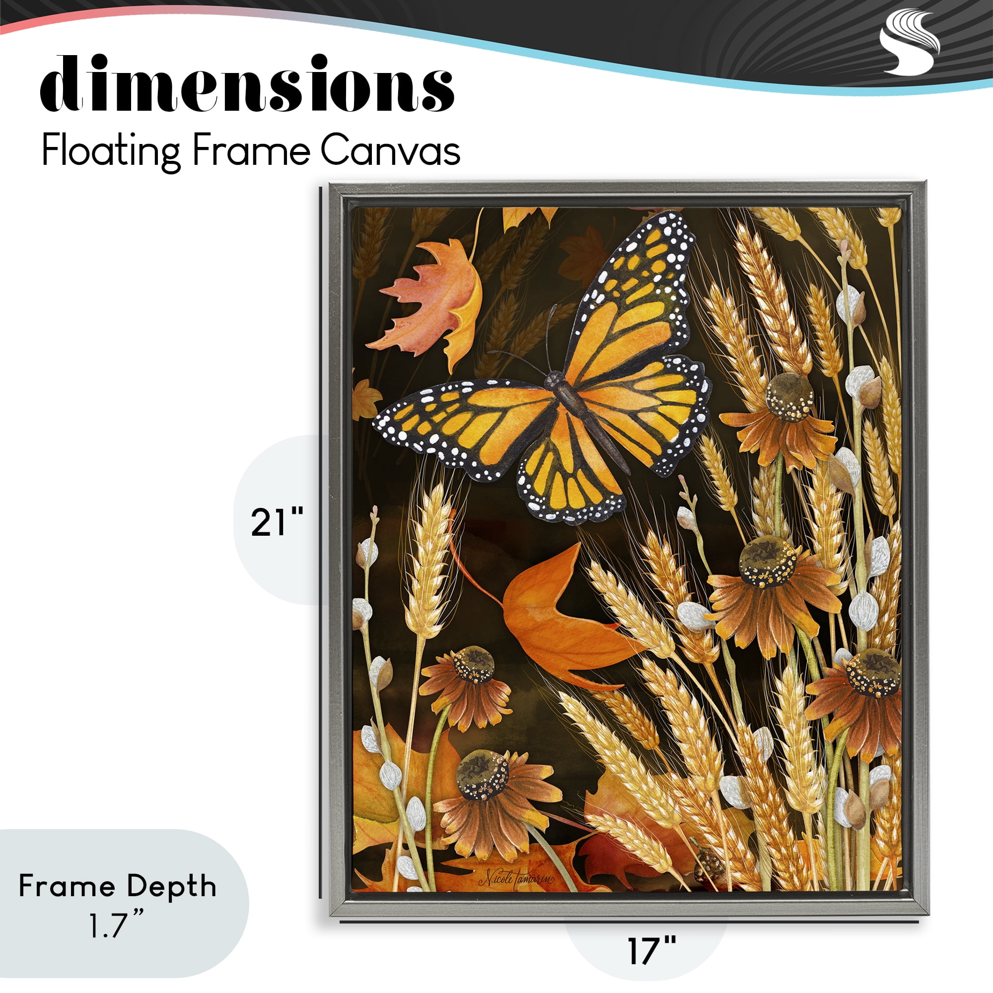 Stupell Industries Fall Motif Midnight Garden Gray Framed Floater Canvas Wall Art, design by Nicole Tamarin