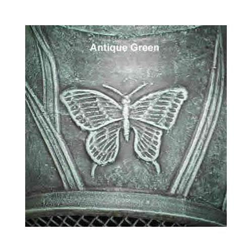 Outdoor Chiminea Fireplace Butterfly in Antique Green Finish (Gas Fueled) by The Blue Rooster
