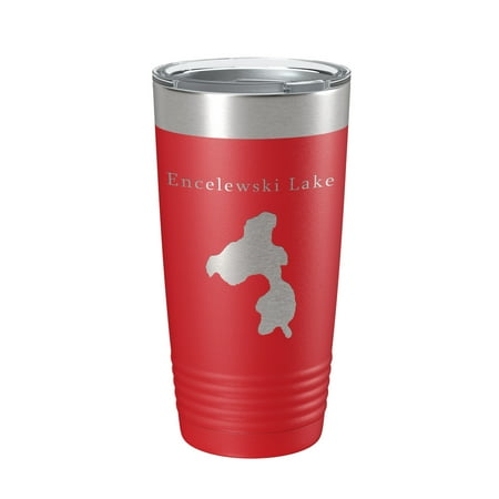 

Encelewski Lake Map Tumbler Travel Mug Insulated Laser Engraved Coffee Cup Alaska 20 oz Red
