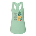 thumbnail image 2 of Wild Bobby, Pineapple Stand Tall Wear Crown And Stay Sweet Inside Arty Inspirational Pop Culture Ladies Racerback Tank Top, Mint, Medium, 2 of 3